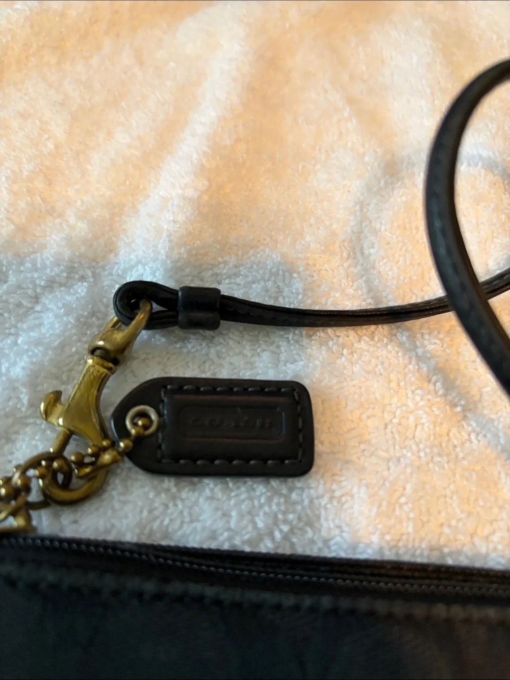 Coach Black Signature Wristlet Pouch with Wrist Strap